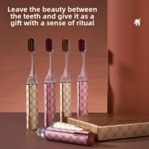 High-End Lipstick Style 2-in-1 Couple Folding Travel Toothbrush | Gift Box Set | Essential for Adult Home Use and Business Trips Oral Comfort - Image 7