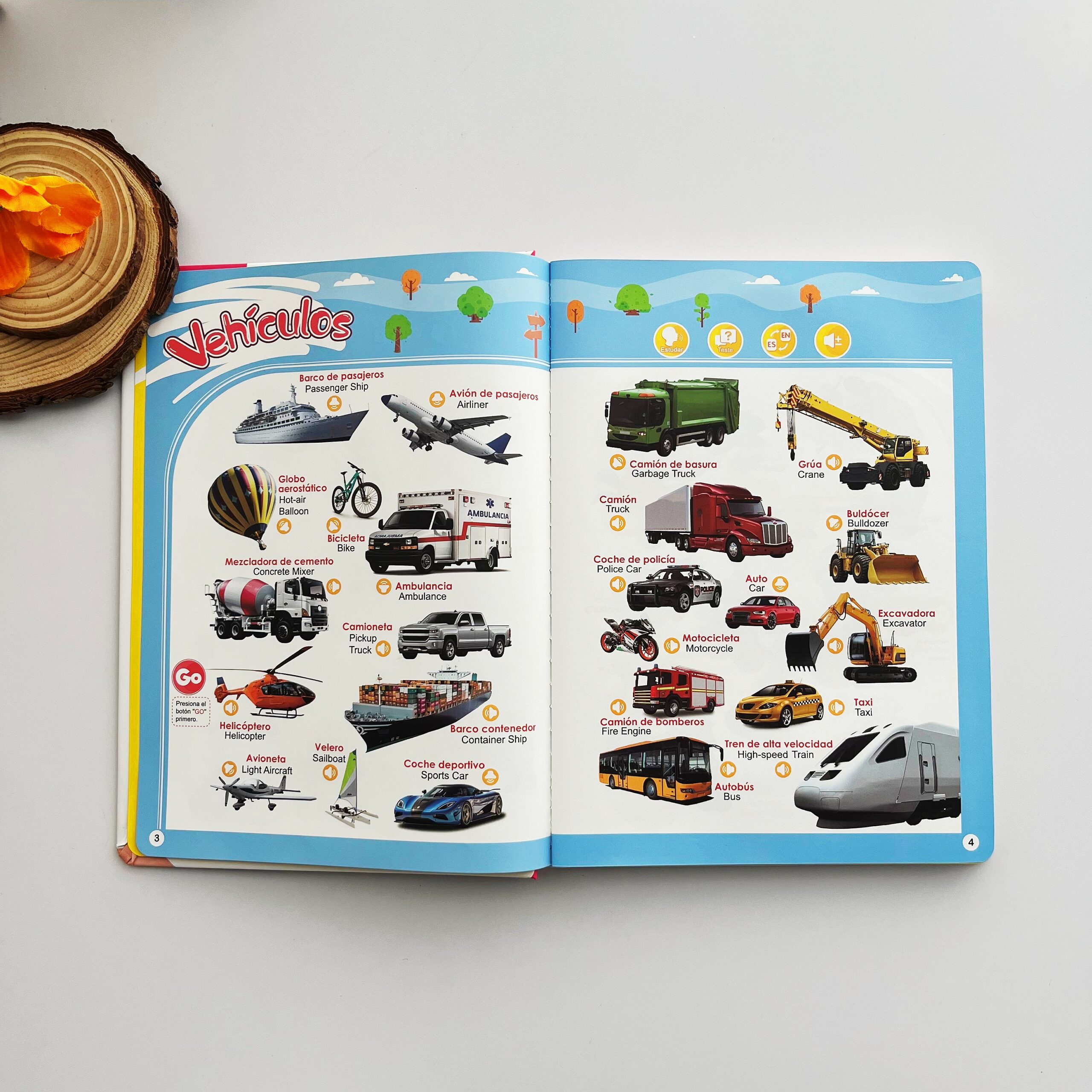 Libro Sonoro Bilingüe Español-Inglés para Niños 1-6 Años, 300+ Palabras y 13 Temas, Juguete Educativo con Canciones, Animales, Piano Infantil y Alfabeto edutoys - Image 4