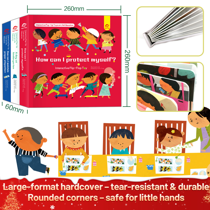 THE CHILD SAFETY BUNDLE – 3 Interactive Flip-Flap Educational Toys for Kids Ages 1–6 | Early Learning Montessori Set on Safety, Manners & Life Skills | Preschool Readiness Toy Gift for Toddlers & Kindergarten Kids - Image 5