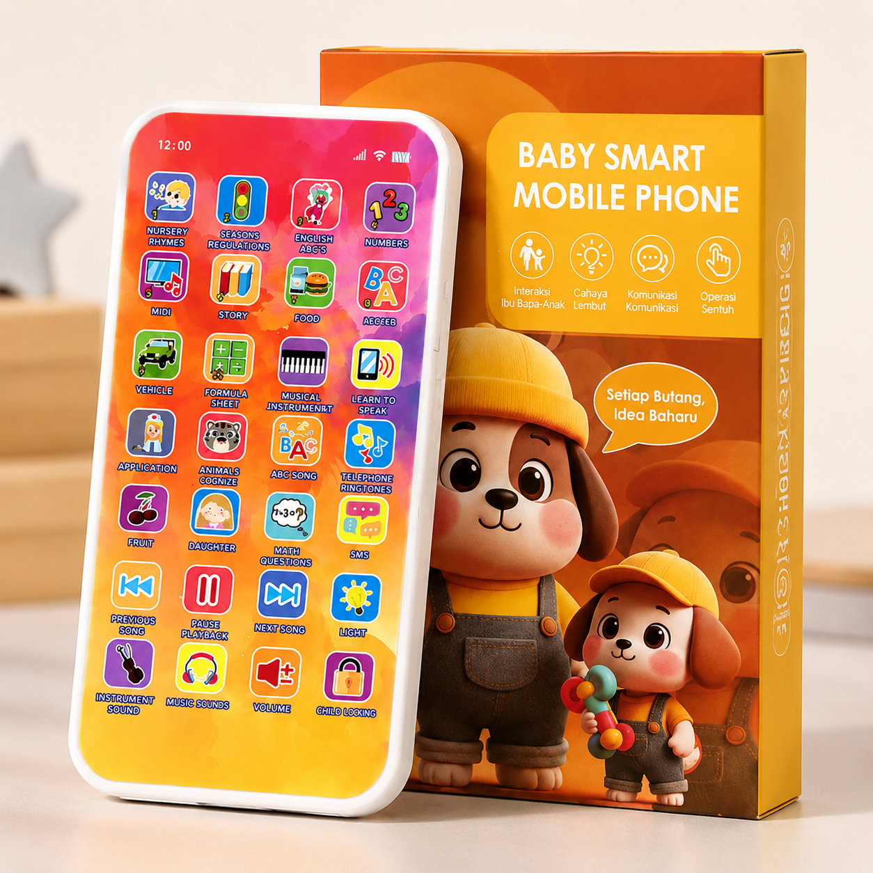 Telefon Pintar Pembelajaran Bayi—1-3Years Toddler Montessori Learning Toy | Screen-Free Educational Talking Toy - Image 2