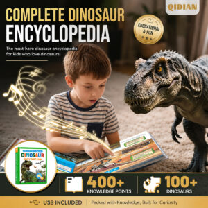Kids Talking Dinosaur Encyclopedia Interactive Sound Book | 100+ Dinosaurs & 400+ Learning Sounds | Touch-Activated Educational Toy Book | Rechargeable STEM Gift for Toddlers Ages 1-6